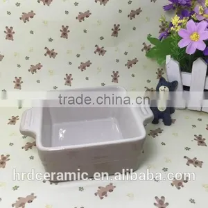 Wholesale Stocked Ceramic Square Bakeware Stoneware Plate With Two Handle thumbnail-2