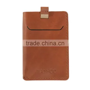 RFID Blocking Minimalist Front Pocket Wallet Wholesale Grain Leather Pull Tab Card Holder thumbnail-5