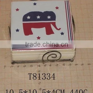 Ceramic White Coaster With Iron Holder thumbnail-1