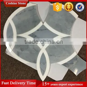 Popular White and Blue Color Natural Marble Water Jet Tile thumbnail-1