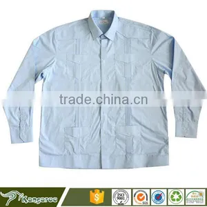 Men's 100% Cotton Guayabera Shirt With Long Sleeve and Pintuck thumbnail-1