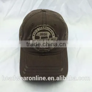 Custom Washed Distressed Leisure Baseball Caps With Embroidery Patch thumbnail-1