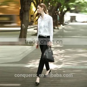 Latest Design Long Sleeve Office Lady White Dress Shirt thumbnail-3