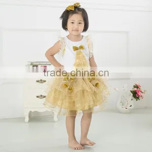 Latest Baby Kids Clothes Beautiful Children Fairy Skirts Wholesale Christmas Golden Childhood Tutu Set Bella Fairy thumbnail-3