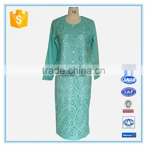 Autumn New Design Formal Long Sleeve Embroidery Blouse And Skirt Women Church Suits thumbnail-1