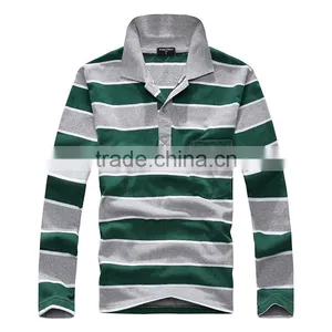 2016 Factory Sale Brand Classic Pure Cotton Mens Striped Polo Shirt Long Sleeve Contrast Color Design Sport Shirts for Man thumbnail-3