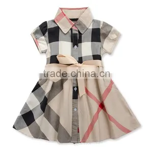 New Summer Brand Design Girls Dress Plaid 5 Colors Princess 2-6T Children Clothing England Style Baby Girl Clothes thumbnail-1