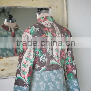 Vintage Kantha Jacket in Dirty Green & Brown ~ Small thumbnail-5