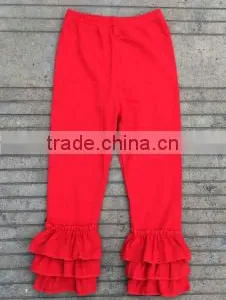 2015 Girls Ruffle Leggings Solid Colors Kids Cotton Pants Wholesale Girls Triple Ruffle Pants thumbnail-4