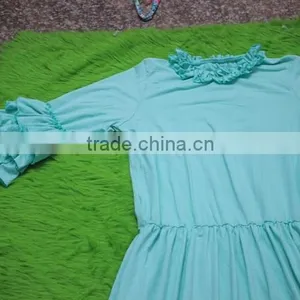 Girl Mint Green Party Dresses Child Cotton Frocks Design Children Ruffle Matching Dresses Toddler Girl Clothing Family thumbnail-4