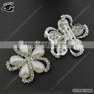 2013 New Design White Pearl Flower Rhinestone Brooch for Bridal thumbnail-1