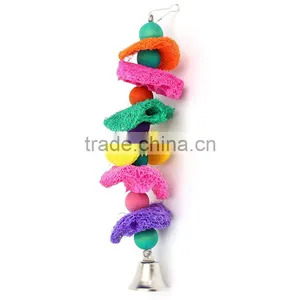 Newest Colorful Loofah Sponge Pet Bird Parrot Cage Macaw Cockatoo Cockatiel Conure Handmade Toy Plant Fibre Parrot Chew Toy thumbnail-3