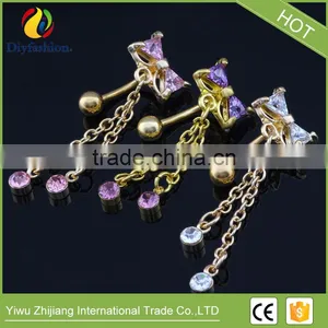 Fashion Body Piercing Navel Rings Zircon Bowknot Belly Button Rings thumbnail-6