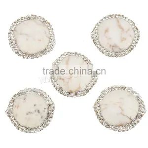 New Flat Shape Natural White Turquoise Beads With Rhinestone Hot Sale in Market thumbnail-2