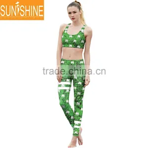 2017 Four Needle Six Line Yoga Wear Sports Leggings and Matching Bra Sets For Ladies thumbnail-2