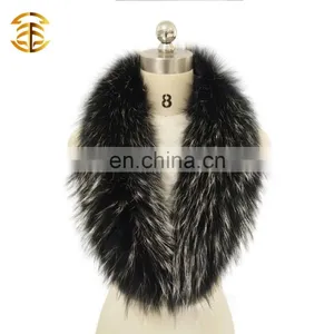 White and Black Genuine Raccoon Fur Collar for Collar thumbnail-1