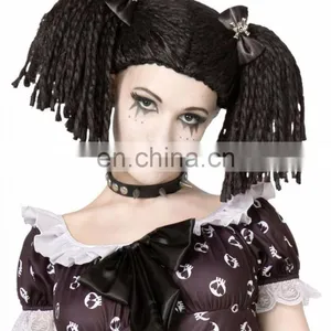 Horror Halloween Carnival Party Black Gothic Girl Wig for Adults thumbnail-1