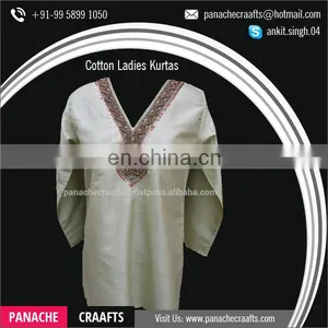 Hot Selling Embroidered Designer Cotton Ladies Kurtis thumbnail-3