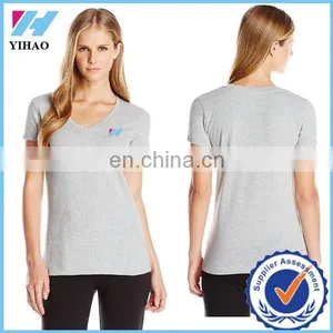 Trade Assurance Yihao Fashion Short Sleeve Basic V-neck Tee T-shirt Printing thumbnail-1