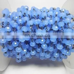 Blue Chalcedony 6mm Gemstone Beaded Chain thumbnail-1
