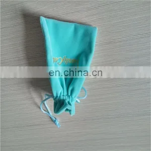 Cheaper ! Custom Size Pink Drawstring Double Face Gold Logo Foil Velvet Packaging Bags thumbnail-6