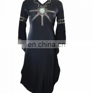 Women African Style Abaya / Latest Black And Golden Diamond Stone Work Embroidery Burkha/ Latest New York Fashion (dubai Abaya) thumbnail-1