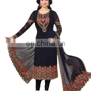 Party Wear Heavy Floral Embroidery Salwar Kameez / Latest Georgette Semi-Stitched Suits 2017 (salwar Kameez Suits) thumbnail-2