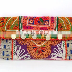 Bohemian Banjara Ethnic Handbag-Vintage Clutch Bag-Afghan Clutch Bag-Hand Embroidery Coin Clutch Purse thumbnail-2