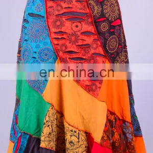 Vintage Patchwork Colorful Boho Maxi Skirt HHCH 129 A thumbnail-3