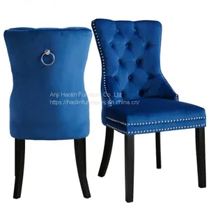 Velvet Dining Chairs in Solid Wood ,Side Chair Counters HL-6087-1 thumbnail-2
