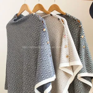 Herringbone Cashmere Poncho (TMM-004) thumbnail-2