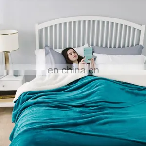 Moving Decoration Single Plain Flannel White Lamb Sherpa Blanket thumbnail-6