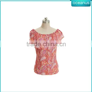 100% Silk Printed Ladies Short Sleeve Top thumbnail-3