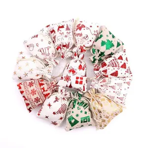Christmas Gift Bundle Pocket Cotton Drawstring Candy Packaging Bag Halloween Gift Bag Christmas Decoration Bag thumbnail-3