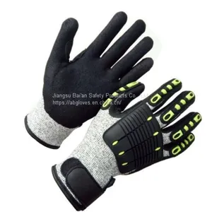 BA TPR Padded Anti Impact Gloves Black Anti Cut Resistant Gloves With Competitive Price thumbnail-1