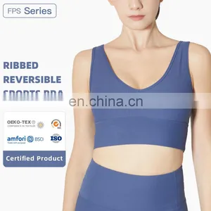 New Arrival Ribbed Tank Top Women Sports Bra High Impact Fitness Workout Yoga Bra thumbnail-1