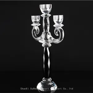 Wholesale Custom Crystal Glass Candle Holder Wedding Decor 3 Arms Candlesticks Crystal thumbnail-3