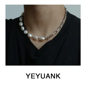Silver Color Chain Splicing Pearl Bracelet for Women Simple Korean Irregular Imitation Pearl Bracelet Jewelry Birthday Gift thumbnail-4