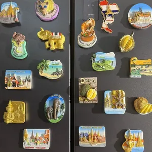 Wholesale Price Personalized Thailand Bangkok Tourist Souvenirs Custom 3D Poly Resin Polyresin Fridge Magnetic Refrigerator Stickers Factory thumbnail-1