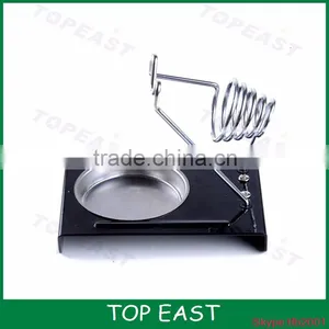 Solder Soldering Iron Metallic Metal Stand Holder & Heavy Duty Black Base (Silver Color Holder) thumbnail-1