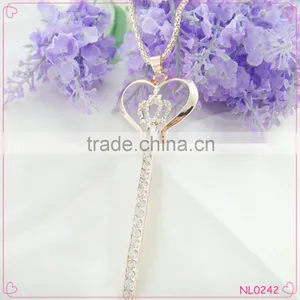 Chinese Fashion Jewelry Key Style Sweater Chain Pendant Necklace Princess Necklace thumbnail-1