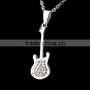 Wholesale Stainless Steel Guitar Pendant Necklace thumbnail-5