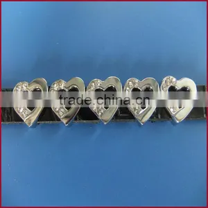 10mm Wearing Parts Half Rhinestones Slide Heart Charm Wholesale thumbnail-1