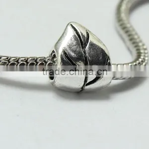 Wholesale Pdora Jewelry Accessories Leaf Shape Large Hole Metal Beads, Zinc Alloy Bracelets and Necklace Slide Beads thumbnail-4