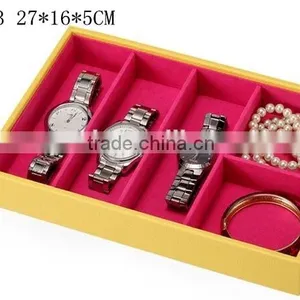 W1275Y-2 Wholesale 10'' Stackable Jewelry Display Tray Wooden Jewelry Case Leather Jewelry Tray thumbnail-2