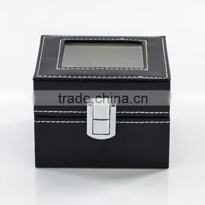 W806-2 2 Slot Double Grid Wholesale PU Leather Watch Packaging Display Box thumbnail-3