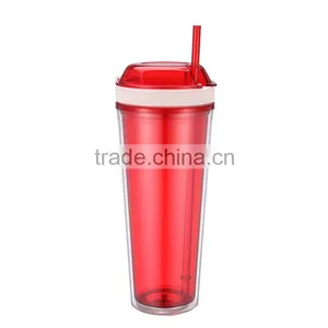 Hot Sale 24oz Acrylic Novel Double Wall Tumbler Cups With Straw thumbnail-1