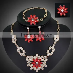 Women Bridal Wedding Jewelry Sets Charm Crystal Flower Pendant Jewelry Sets Shininy Bijoux Femme 2016 thumbnail-5
