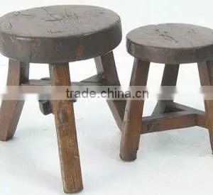 Chinese Antique Nature Wooden Round Garden Stool thumbnail-1