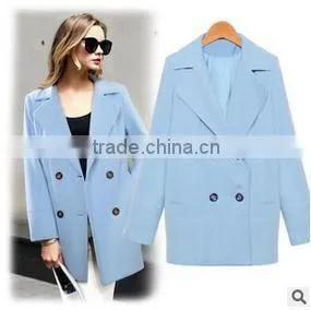 Fashion Womens Round Collar One Button Jacket Winter Long Wool Casual Overcoats thumbnail-1